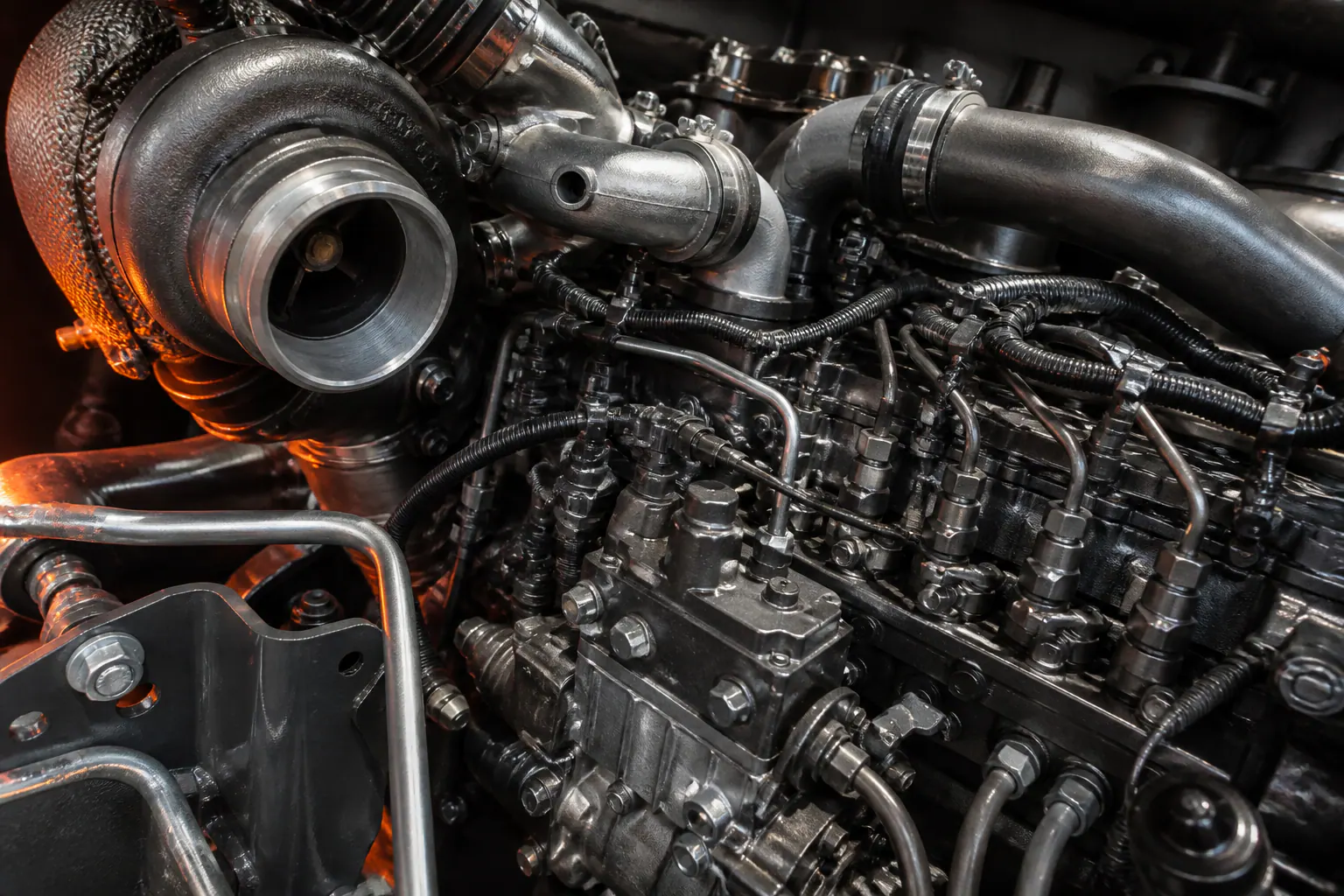 Cummins turbo and fuel-system detail