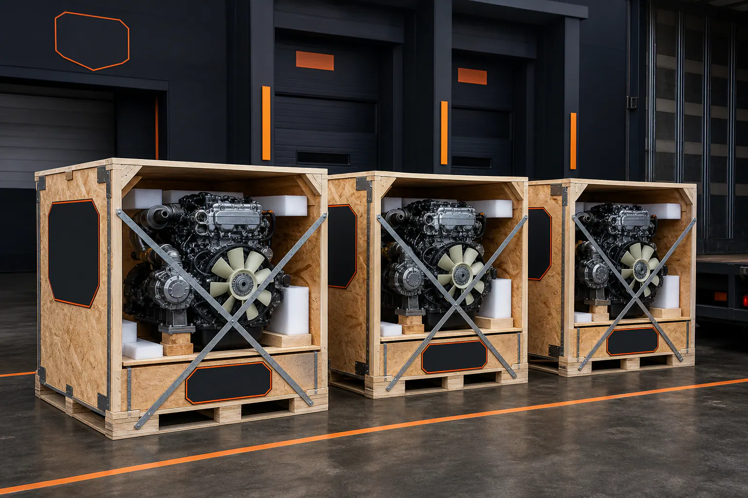 Diesel engines protected for freight shipping