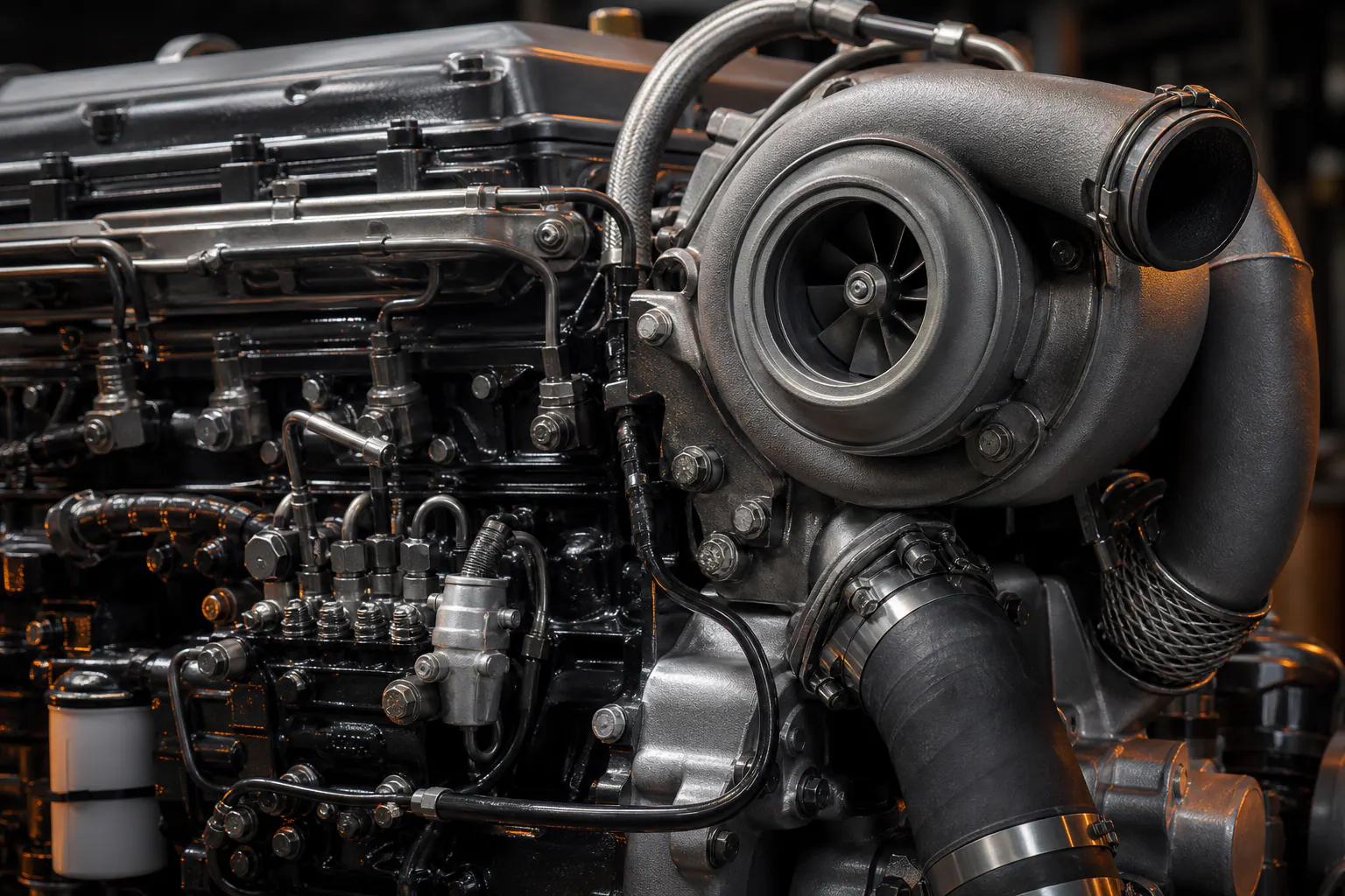 Diesel turbocharger and fuel-system detail