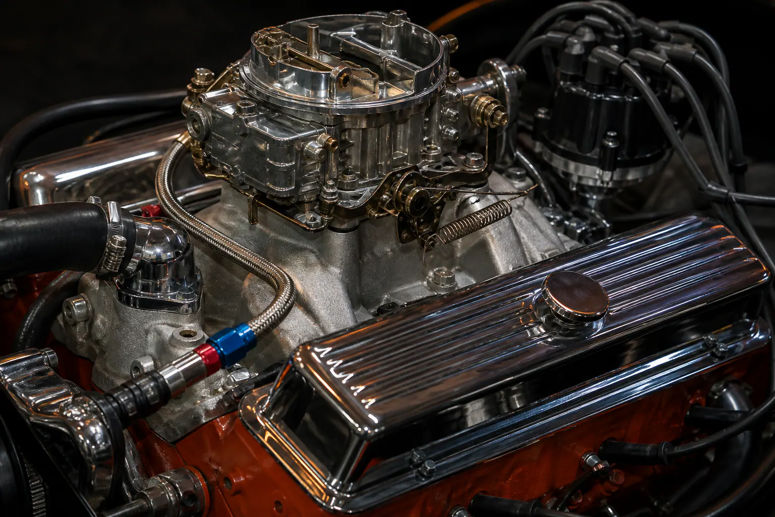 350 carburetor and intake detail