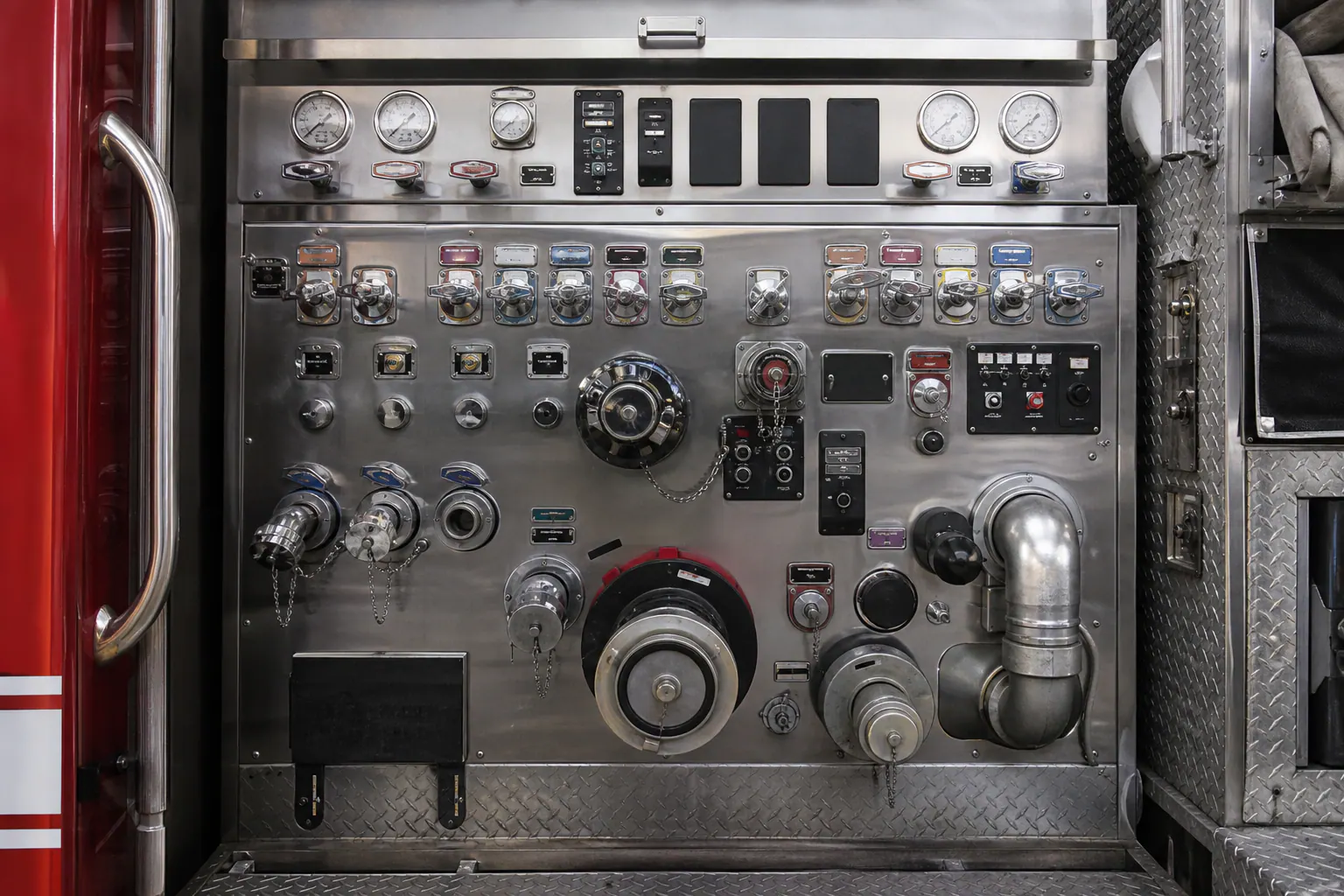 Fire engine pump control panel detail