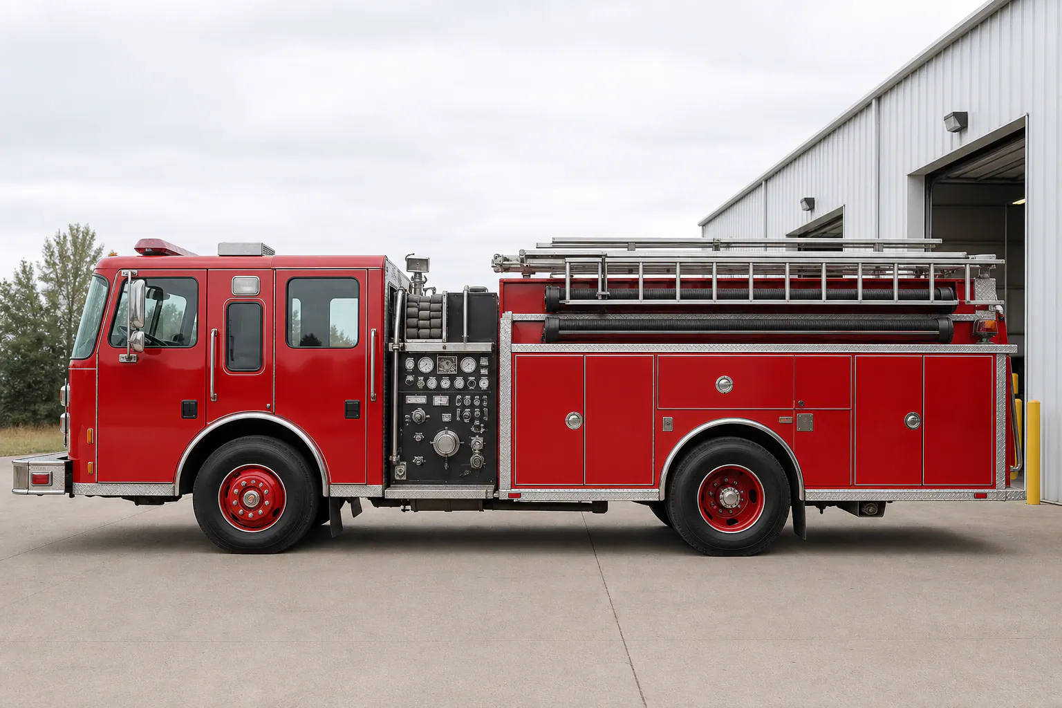 Representative fire engine truck full side profile