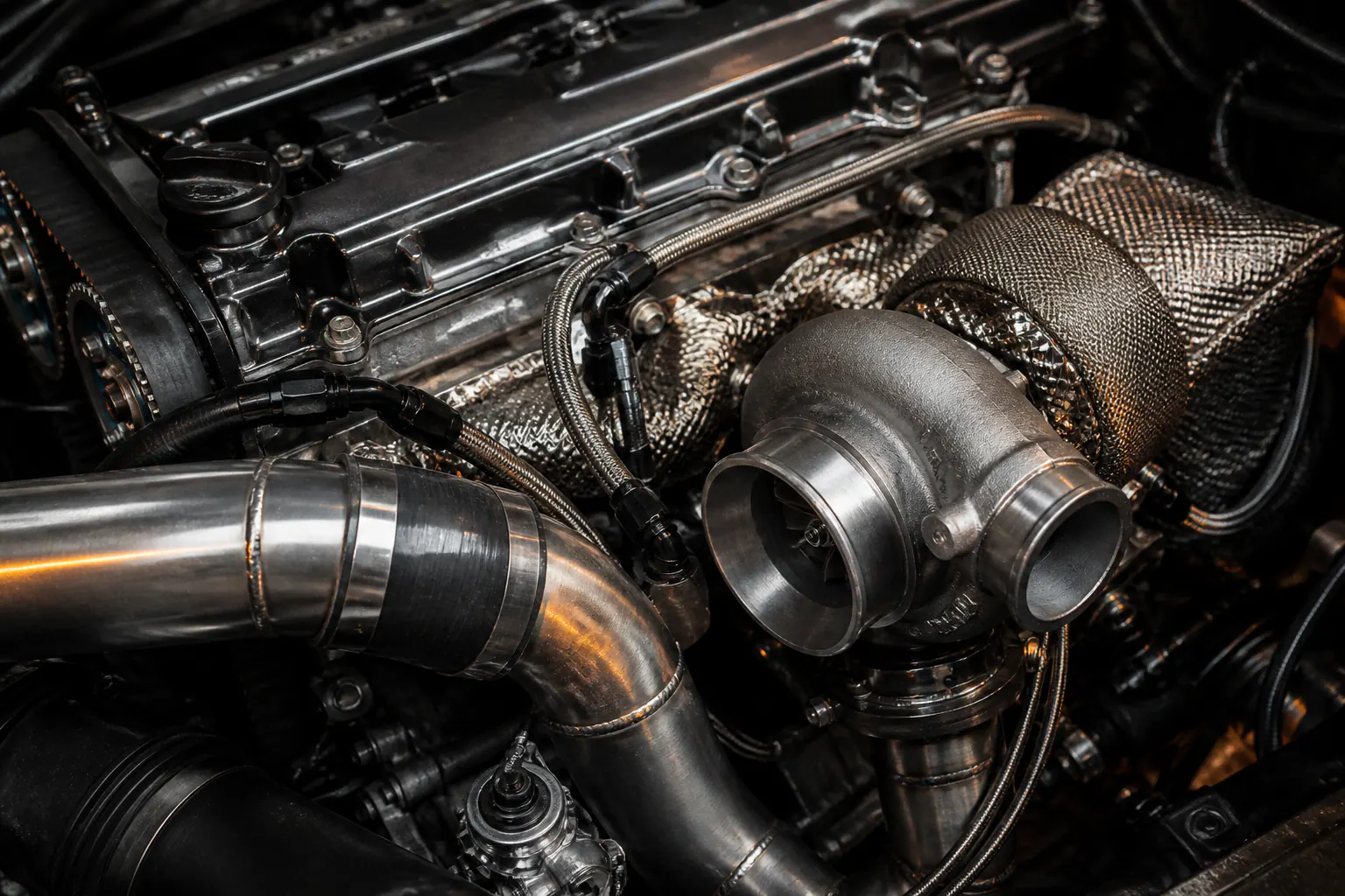 4G63 turbocharger and plumbing detail