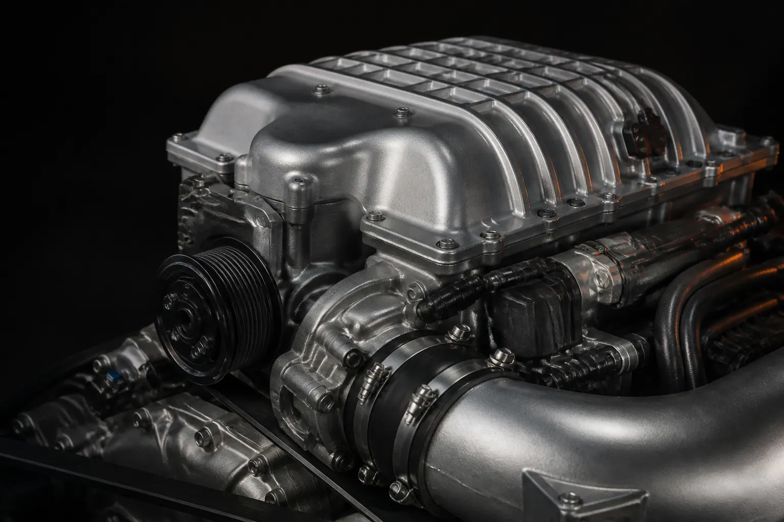 Hellcat supercharger housing and pulley detail