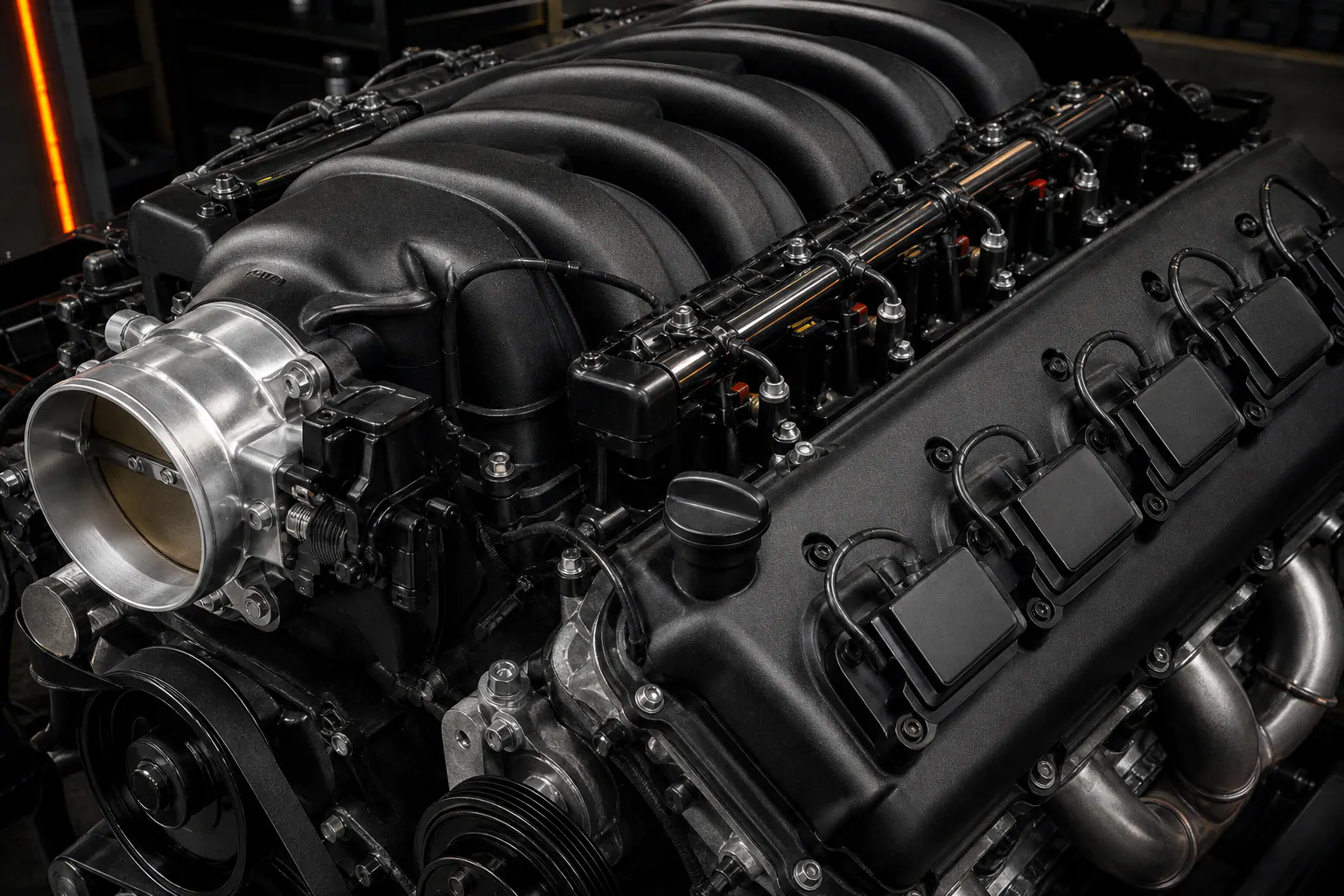Representative 5.7 HEMI intake and ignition detail