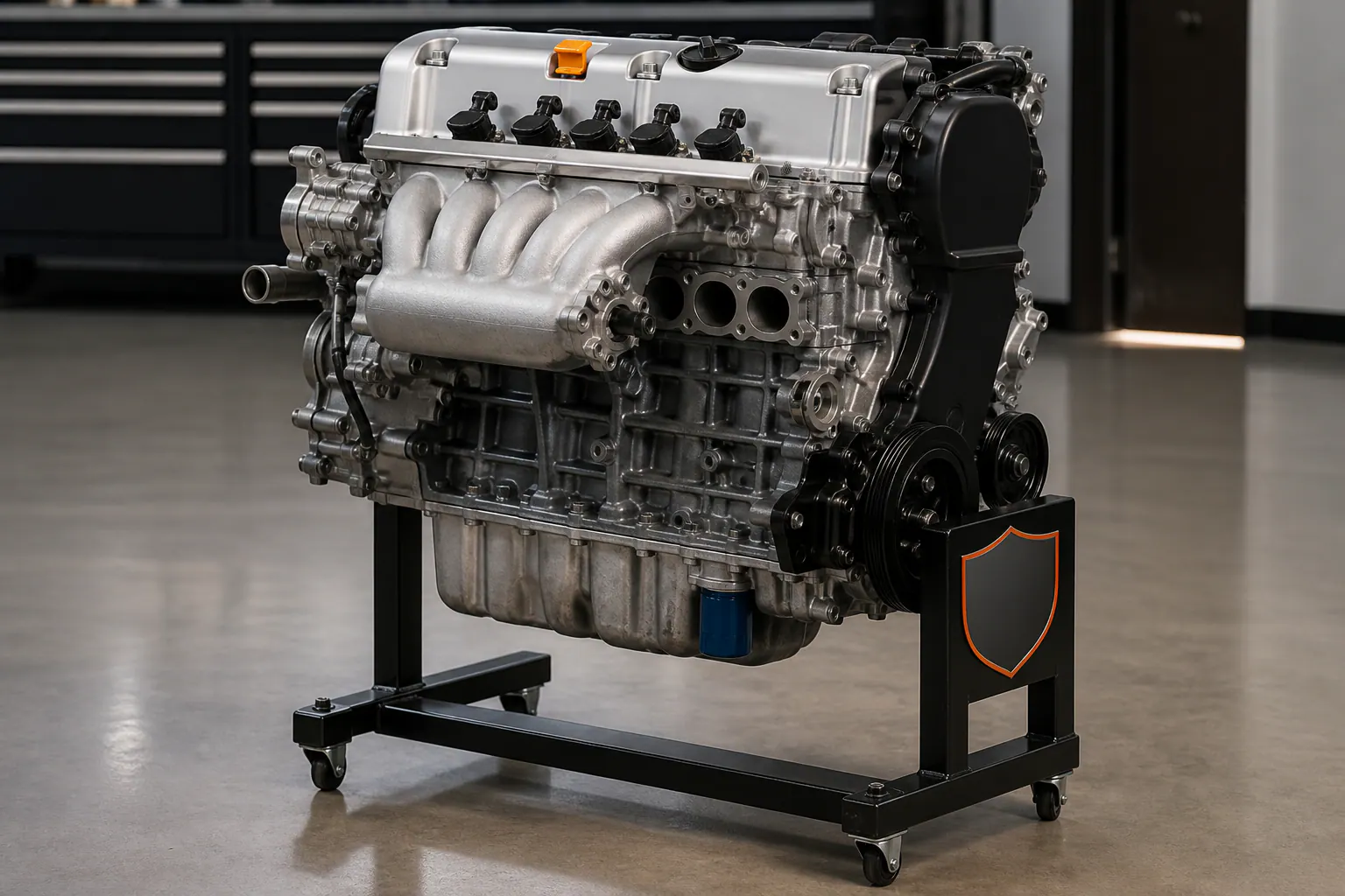 K20 engine on branded inspection stand