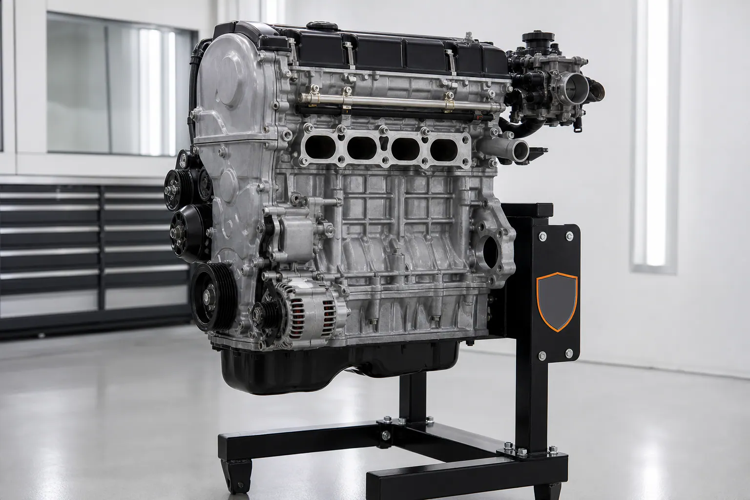 K24 engine side profile on branded stand