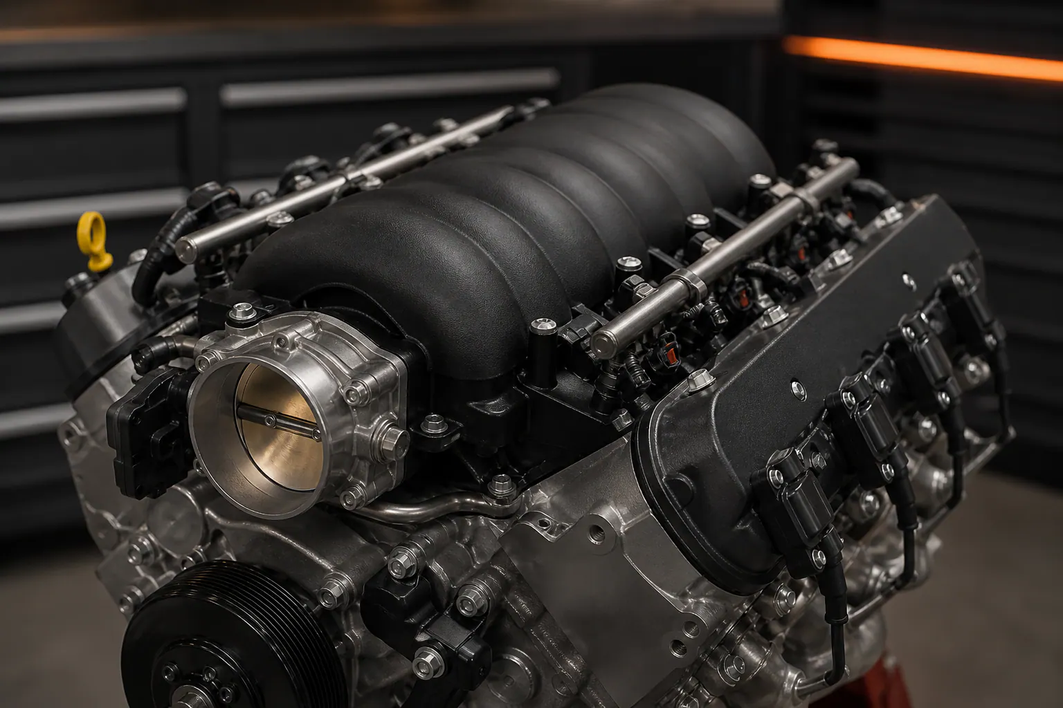 LS3 intake manifold and throttle body detail