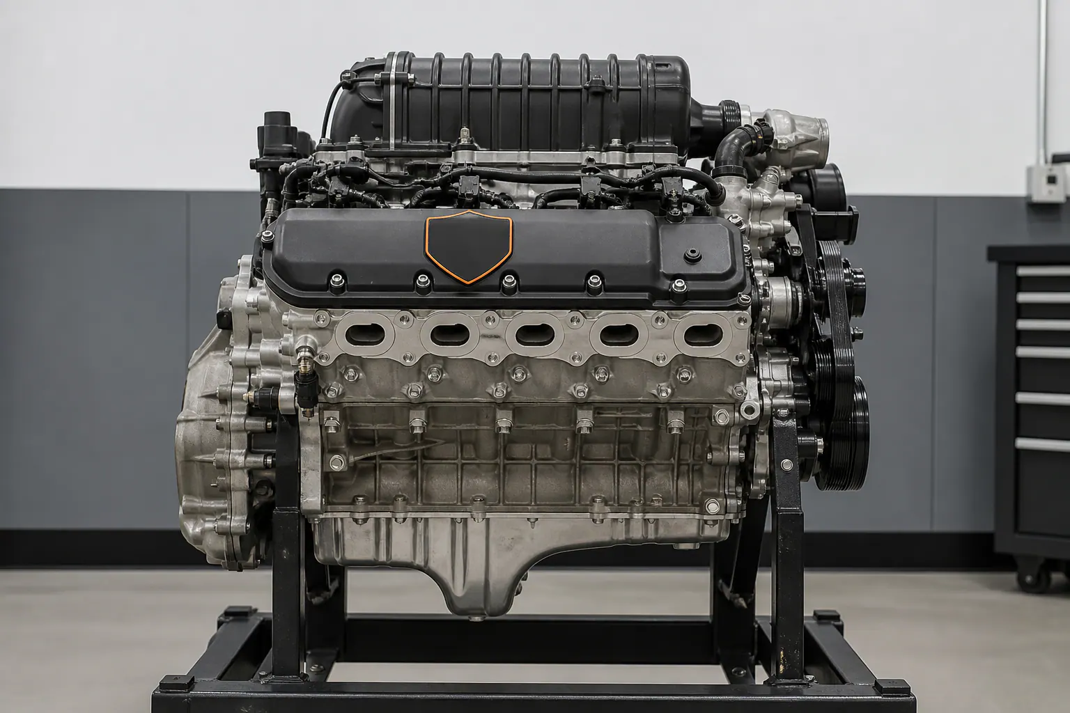 LT4 engine on branded inspection stand