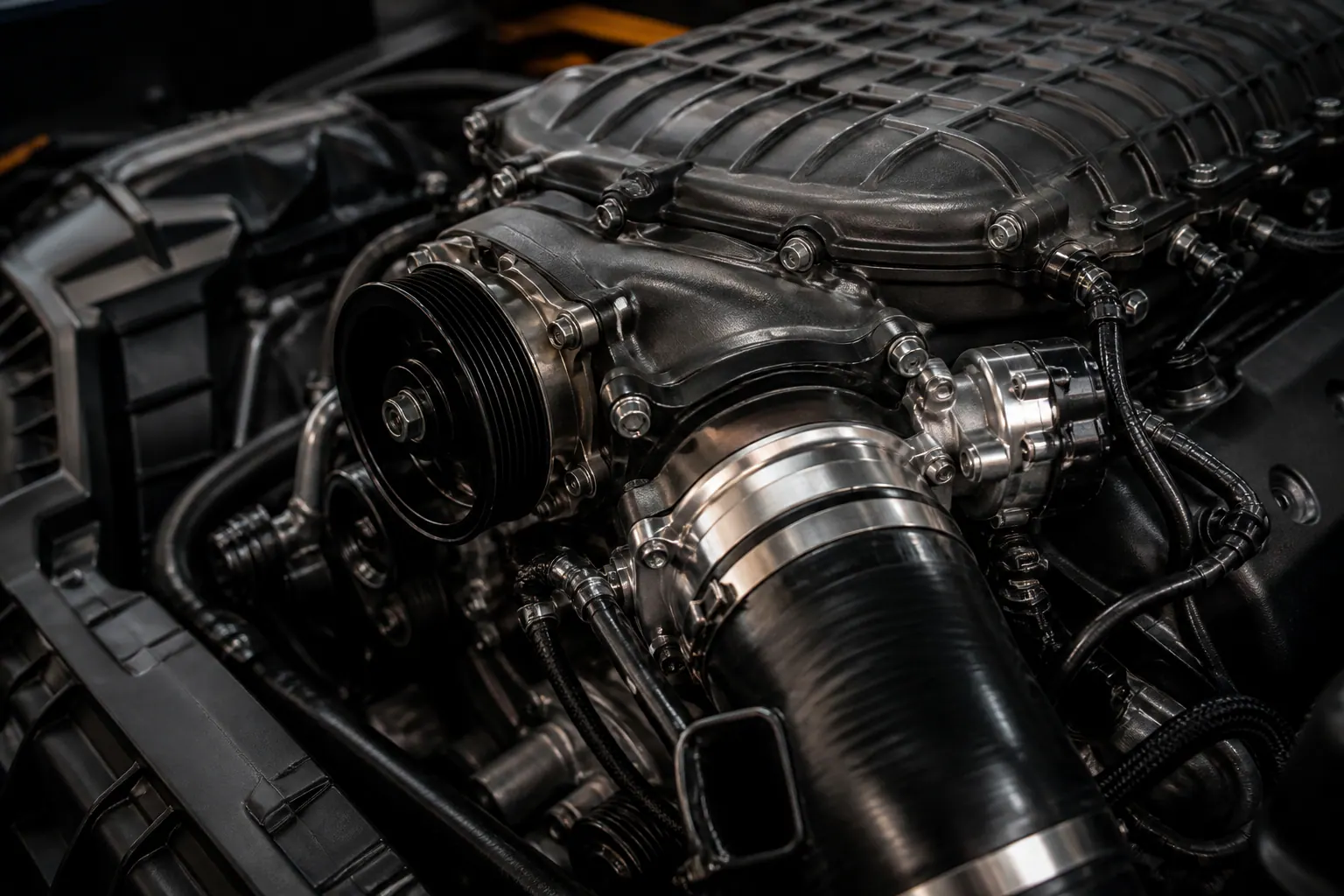 LT4 supercharger housing and pulley detail