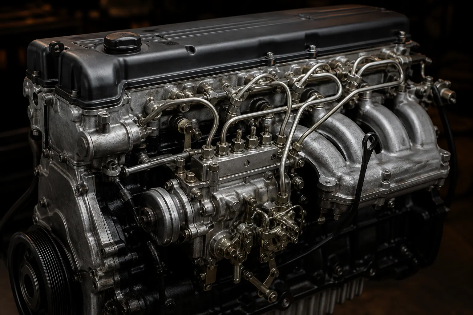 OM606 injection pump and fuel-line detail