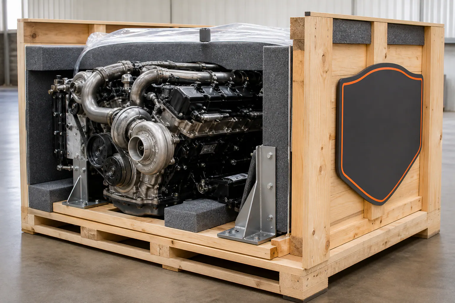 6.7 Power Stroke engine protected in reinforced crate