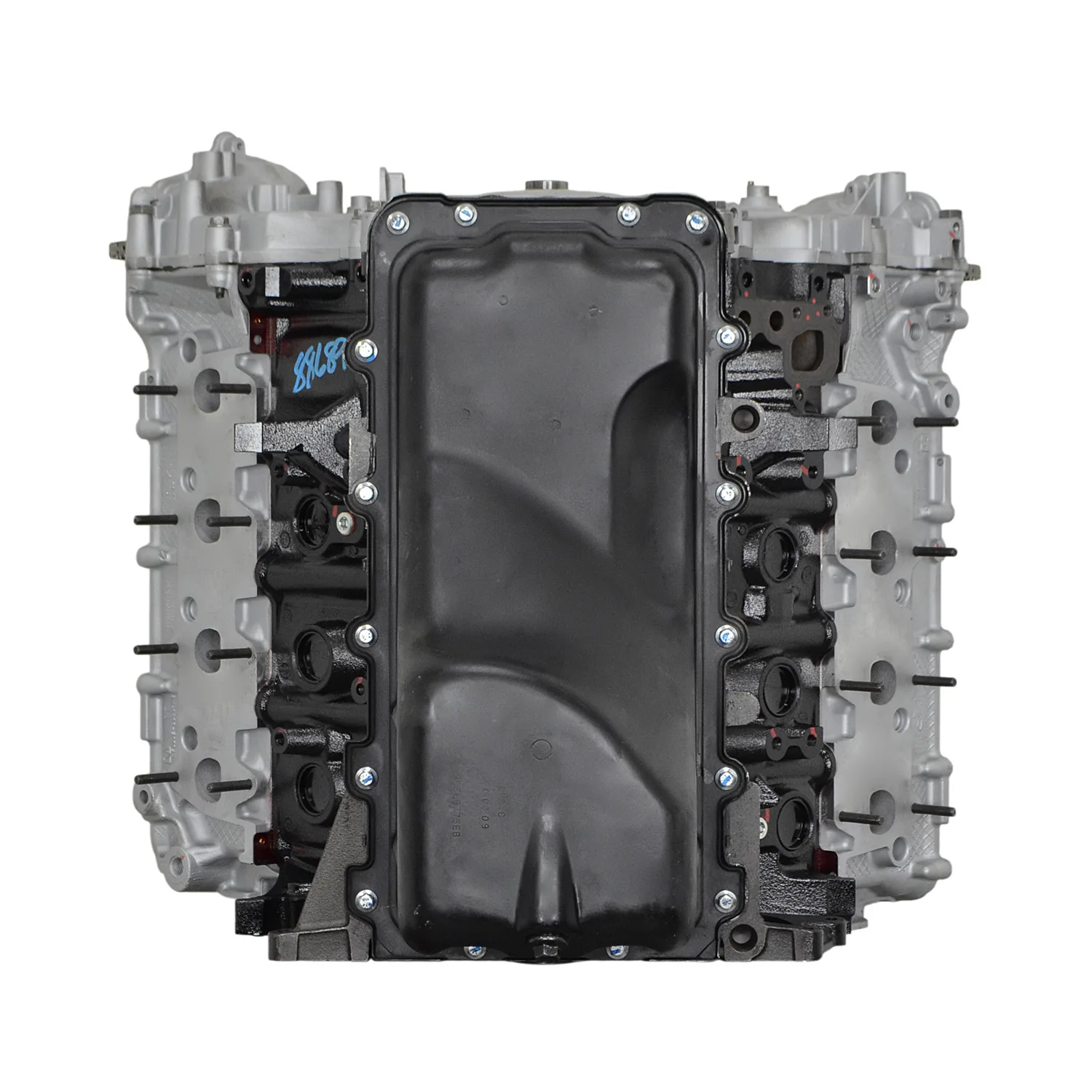 6.0 LS engine secured in branded freight crate