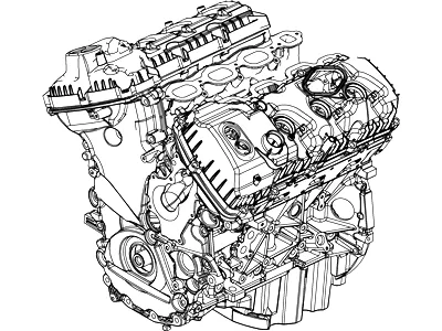 6.0 LS engine on branded inspection stand