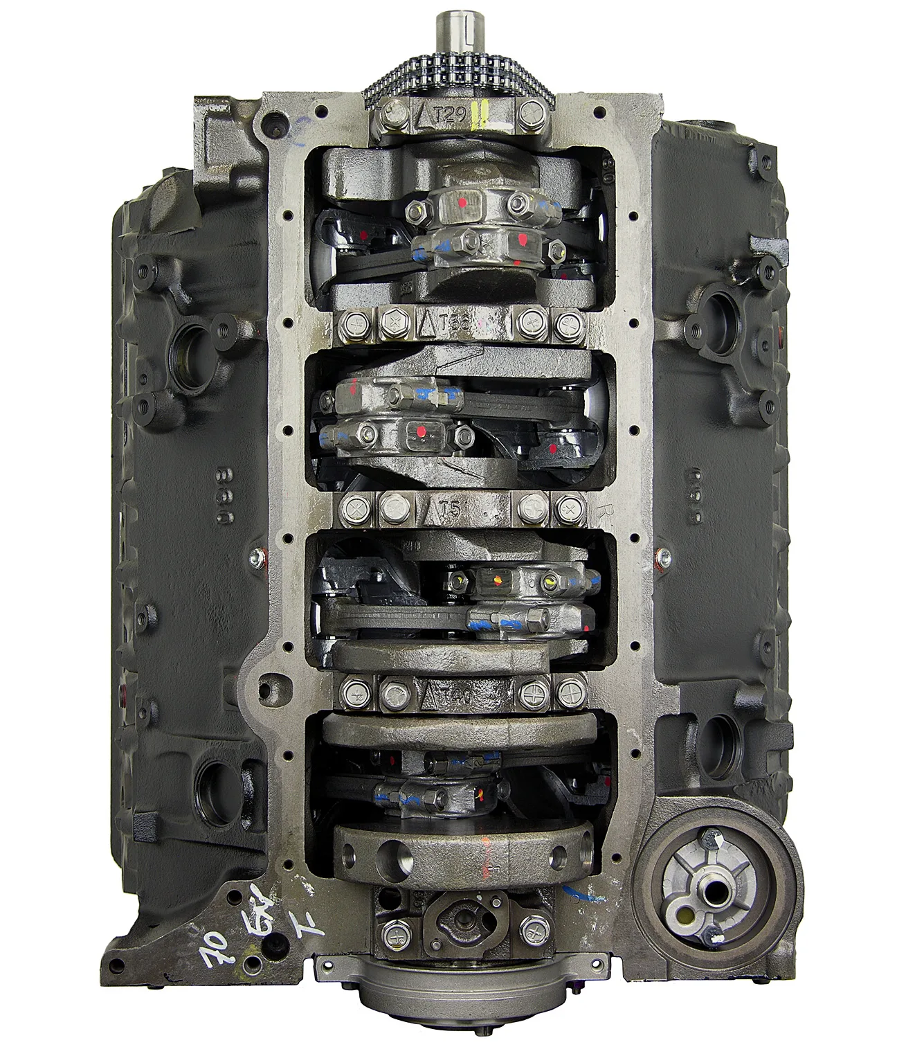 6.0 LS engine secured in branded freight crate