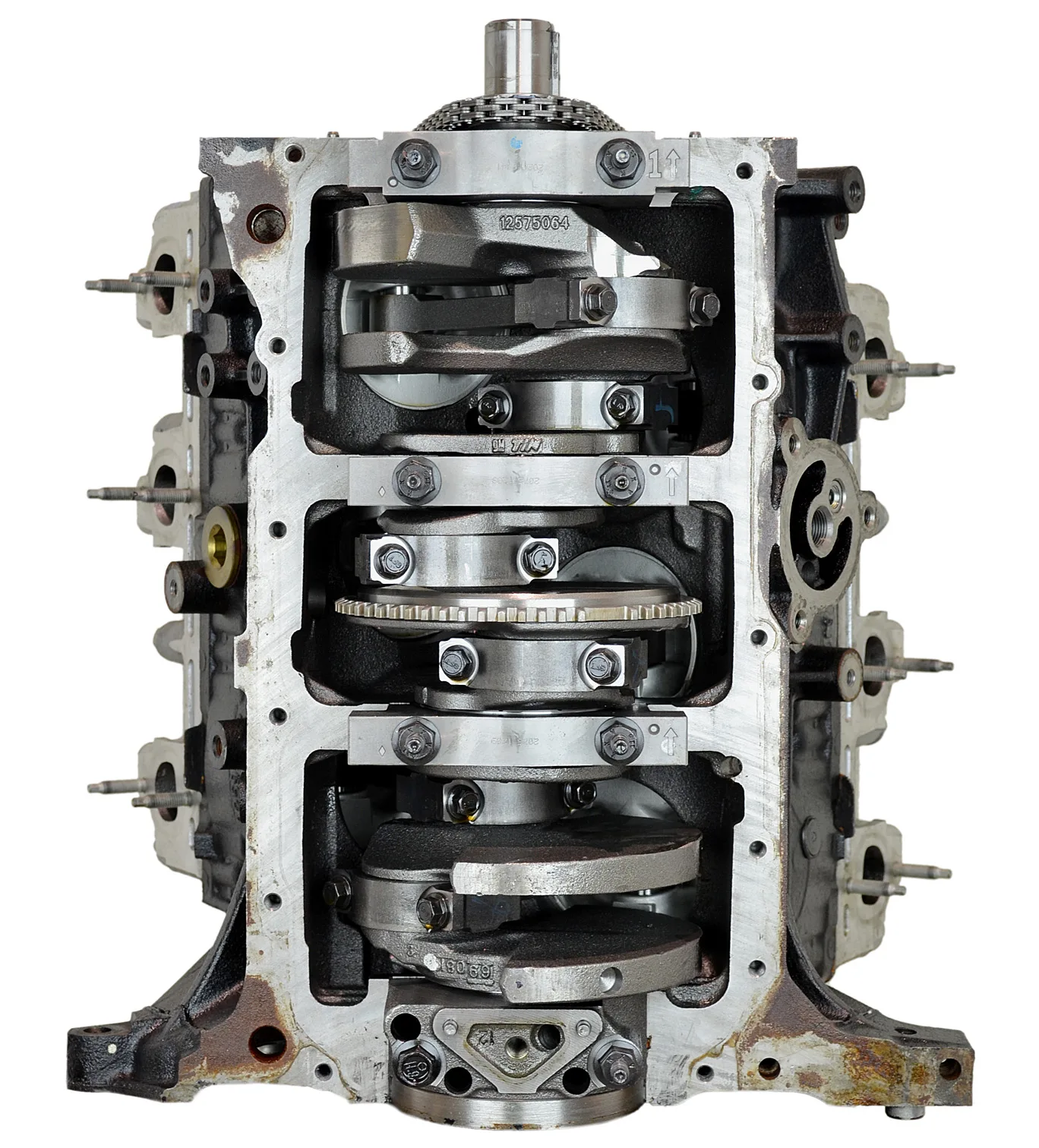 6.0 LS engine secured in branded freight crate