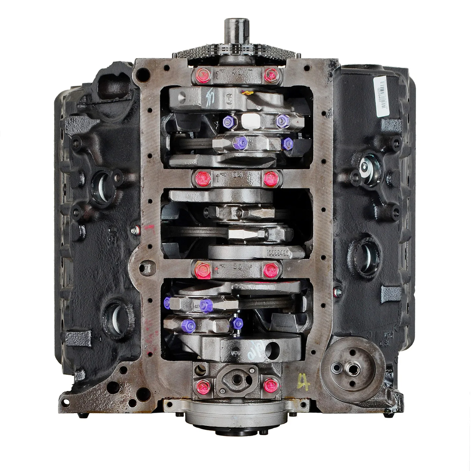 6.0 LS engine secured in branded freight crate
