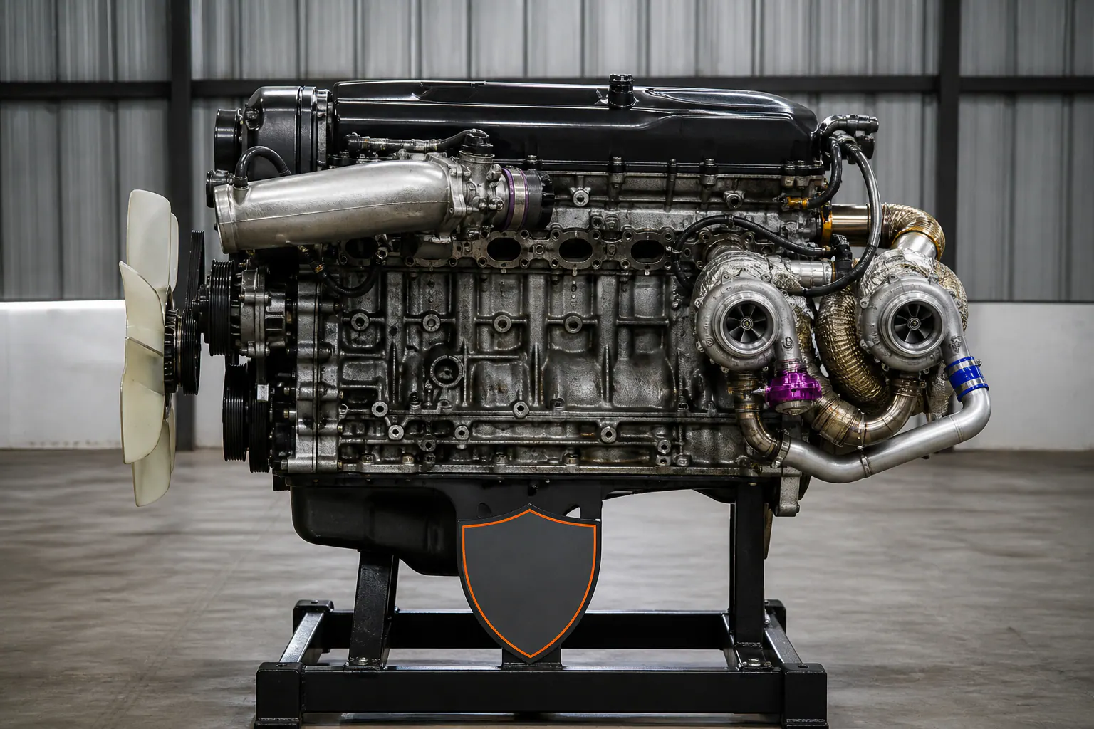 RB26 engine on branded inspection stand