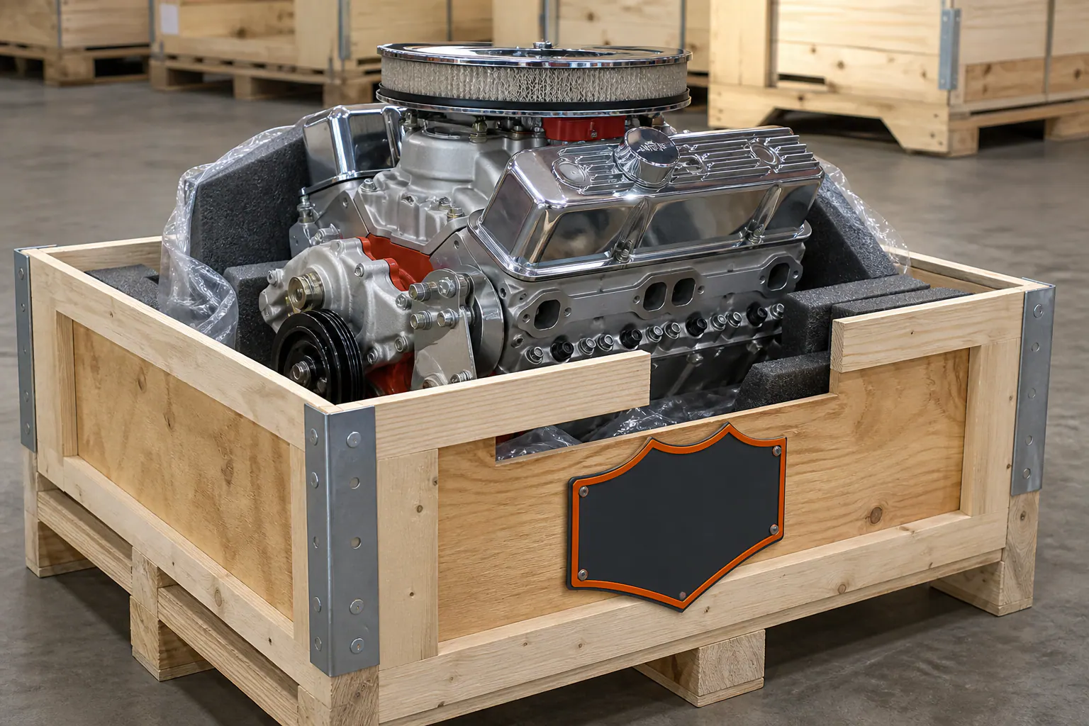 383 stroker engine protected for freight shipping