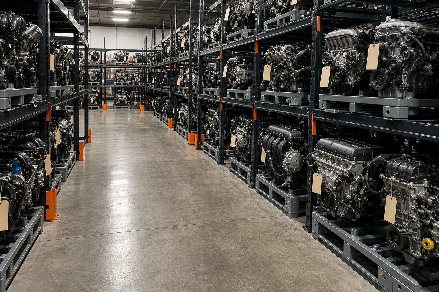 Representative organized used engine warehouse