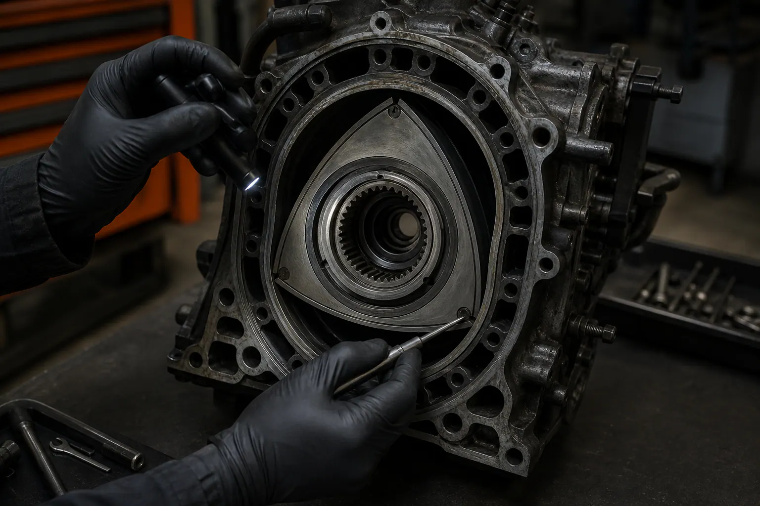 Wankel rotor and apex-seal inspection